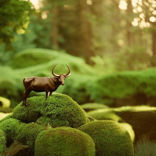 An image showcasing the essence of Taurus: a lush, serene garden adorned with earthy tones