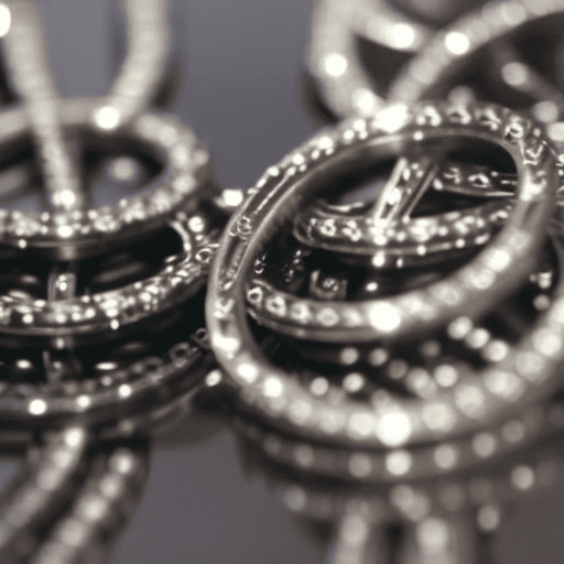 An image depicting two interlocking silver chains forming the symbol for Gemini, surrounded by floating numbers: 5 and 9, symbolizing the twins' lucky numbers