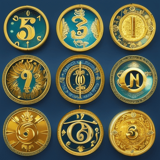An image showcasing the twelve zodiac signs, each accompanied by their respective lucky numbers, depicted through vibrant and captivating illustrations that symbolize the unique attributes and qualities of every sign