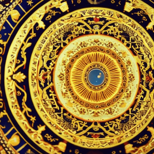 An image showcasing the twelve zodiac signs immersed in a celestial tapestry