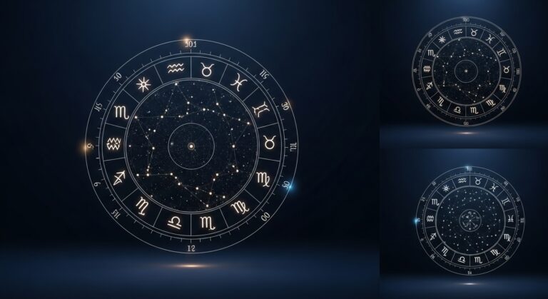 Astrological birth chart wheel showing planetary placements
