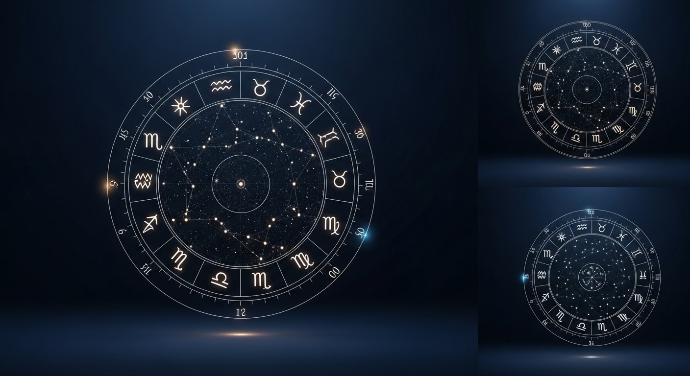 Astrological birth chart wheel showing planetary placements